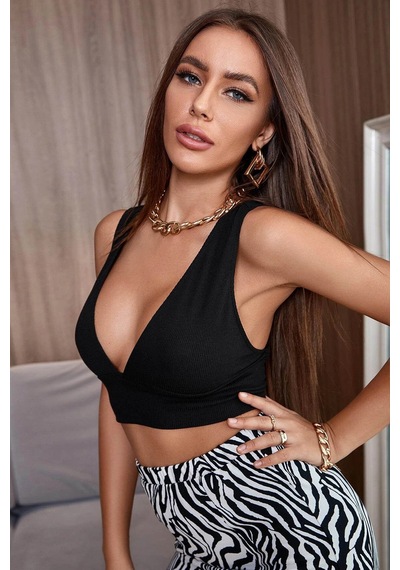Epilons Zenvial Kadın Siyah Çapraz Sırt Detaylı Şık Crop Top Büstiyer Zenviall2