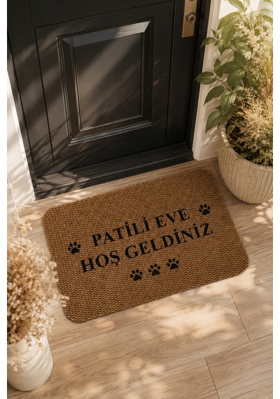 Hoşgeldiniz Desenli Kapı Önü Halı Paspas 40 X 60 Cm Bej