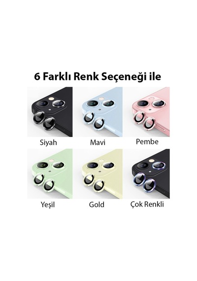 Ally Apple iPhone 15 Uyumlu /15 Plus Tempered Kamera Lens Koruma Cami - Yesıl