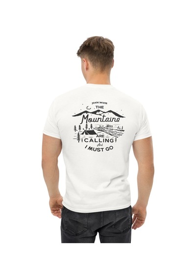 Wildstyle The Mountains Are Calling I Must Go Dağcı Baskılı Unisex Pamuklu Tişört Beyaz
