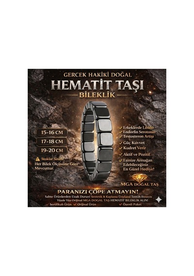 Hematit Bileklik - Hematit Taşı Bileklik - Kare Hematit Taşı Bileklik Gri Gri