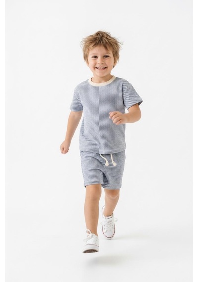Miababy Bürümcük Şort Tişört 2li Takım İndigo