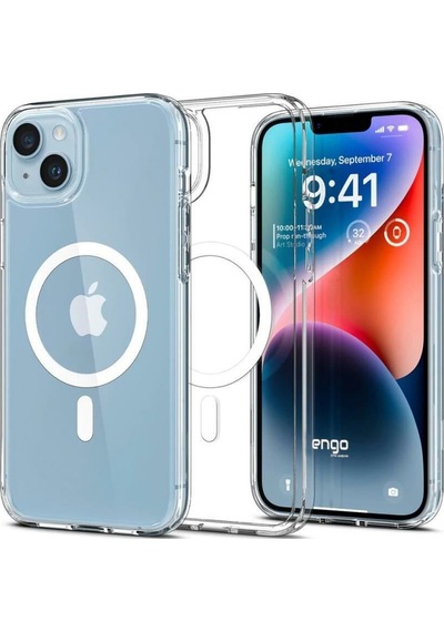 Apple Uyumlu   iPhone 14 MagSafe Şeffaf Arka Kapak Silikon Kılıf