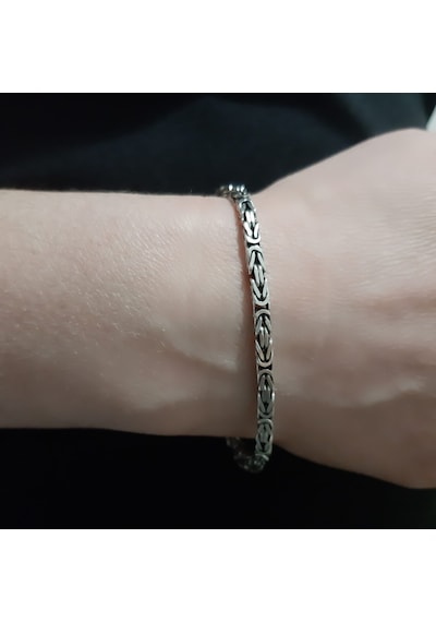 925 Ayar Gümüş Kare Kral Bileklik 3.2  Mm