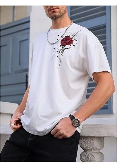 Veraura Lifestyle Erkek Bisiklet Yaka Kısa Kol Baskılı T-shirt - Beyaz Siyah