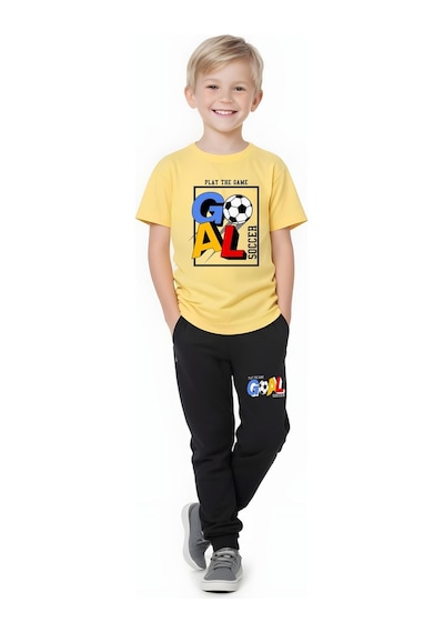 Fyk Kids Erkek Çocuk Mevsimlik Goal Baskılı Alt-üst Takım Sarı