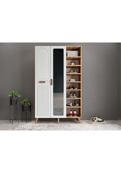 Monere Membran 3 Kapaklı Portmanto Montaj Dahil Çam Beyaz 120 Cm