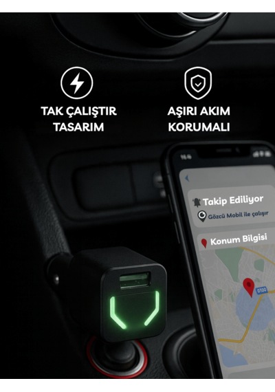 Gözcü Mobil Çakmaklık Araç Takip Cihazı Geofence Araç Takip Sistemi Anlık Konum Geçmişe Dönük Konum