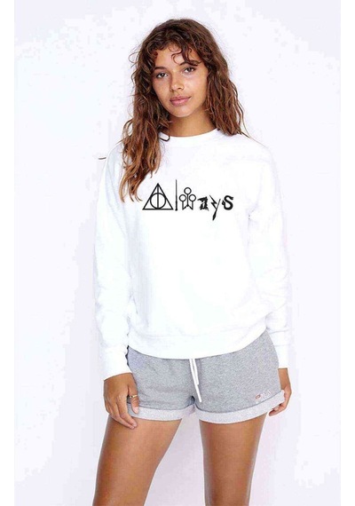 Always Logo Hp Baskılı Beyaz Kadın Sweatshirt