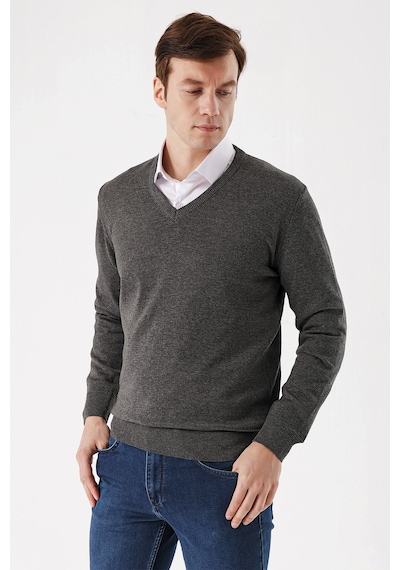 Morven Basic Dinamik Fit Rahat Kesim V Yaka Triko Kazak 99kc017004050 Antrasit