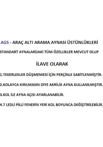 Ags - Araç Altı Arama Aynası. 30 Cm Çap. Çift Ayarlı. Perçinli Gri