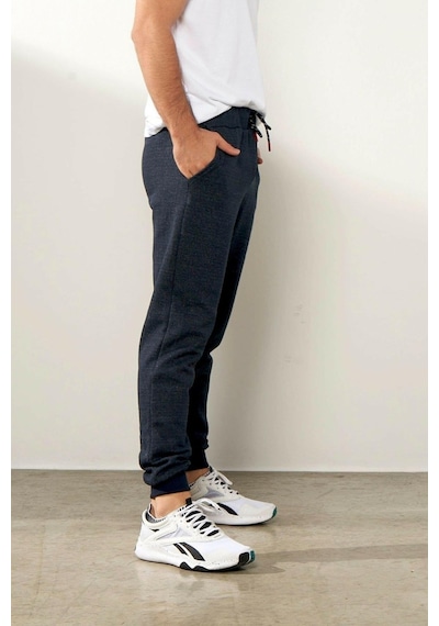 MMetalic Erkek Siyah Içi Polarlı Slim Fit Paça Lastikli Jogger Eşofman Altı 001