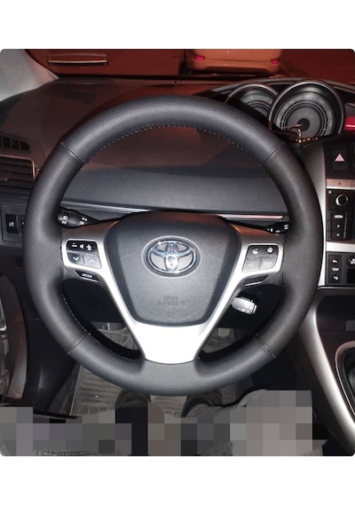 Dikişli Direksiyon Kılıfı Damarlı Noktalı Deri Siyah Dikişli Toyota Verso İçin