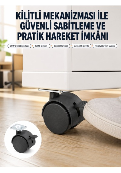 Kilitli Mini Tekerlek Ayak 4 Cm 4 Lü Set Cmayak-6-93d57 Diğer
