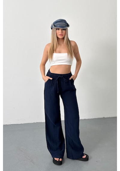 Jee Lee Kadın Beli Ayarlanabilir Çift Cepli Bol Paça Pantolon Lacivert - 26y 4010 Lacivert Jee Lee Kadın Beli Ayarlanabilir Çift Cepli Bol Paça Pantolon Lacivert - 26y 4010 Lacivert