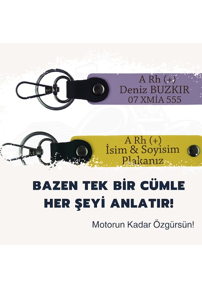 Motosiklet Severlere, İsim Plaka Ve 0 Rh + Kan Grubu Yazılıx2 Anahtarlık, Nar Çiçeği-f Yeşil-sk