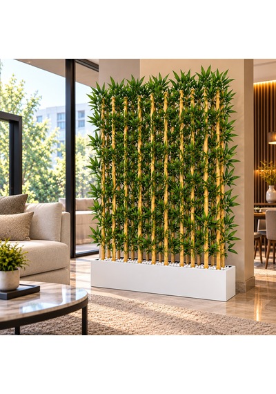 100+50 Cm Saksıda 22 Adet 200 Cm Bambu Sparator Çok Renkli