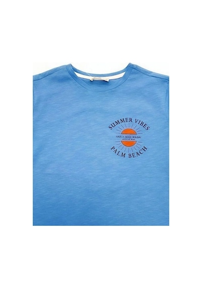Çikoby Erkek Çocuk Pamuklu Summer Yazılı Tshirt-14593 Mavi
