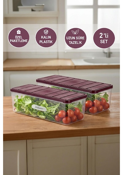 Selka Home 2 Adet 2 Lt. Nora Organizer Buzdolabı Buzluk Düzenleyici Saklama Kabı