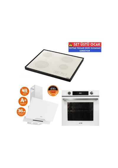 Afm Tech Ve Ferre Lq Sessiz Beyaz Vitro Elektrikli D064-SA + FC-07 + FM7701 Ankastre Set Afm Tech Ve Ferre Lq Sessiz Beyaz Vitro Elektrikli D064-SA + FC-07 + FM7701 Ankastre Set