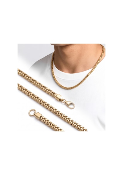 Premium Parlak Ve Şık Köşeli Burgu Erkek Çelik Zincir Kolye 4 4 Mm 55 Cm - Gold Renk 3183eck009 Altın