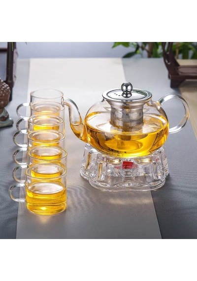 Toptanfoni Borasilikat Cam Büyük Çaydanlık 800ml Şeffaf
