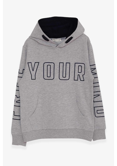 Breeze Erkek Çocuk Yazı Baskılı Sweatshirt 9-16 Yaş, Gri Melanj
