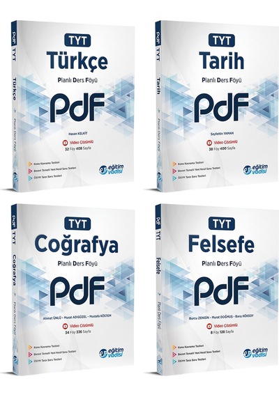 Eğitim Vadisi Tyt Türkçe + Tarih + Coğrafya + Felsefe Pdf Seti 4 Kitap 2023