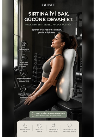 RX7 Premium Shiatsu Masaj Tekniğiyle Titreşimli Ovmalı Isı Terapili Şarjlı Raylı Sırt Masaj Cihazı