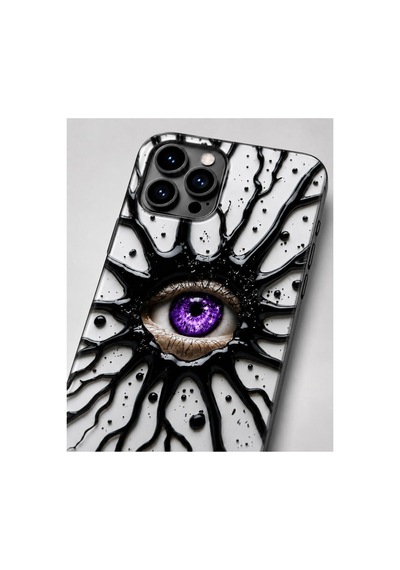 İphone 16 Plus Uyumlu Göz Desenli Telefon Kılıfı Mor - 914778404 Mor