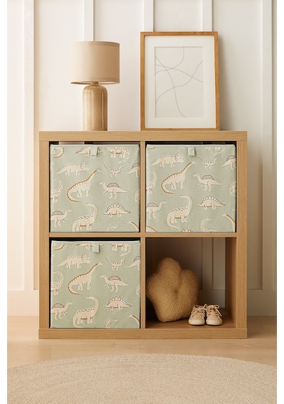 Ocean Home Textile 3'lü Çocuk Odası Dinozor Kutu Set 33 X 30 X 33 Cm Mint