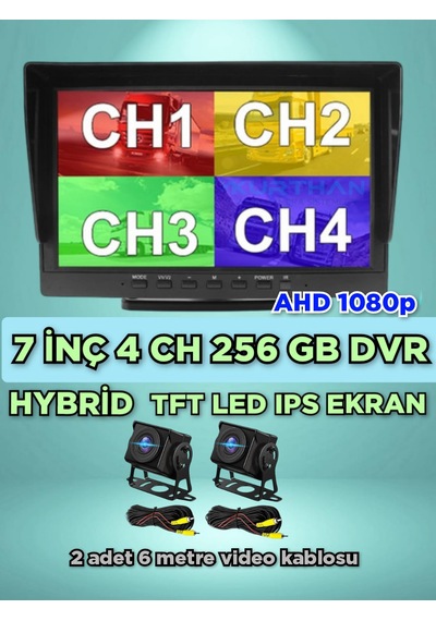 7'' Dvr Ekran 2 Ad 180 Derece Balık Gözü Lens Ahd Kamera Set12 V