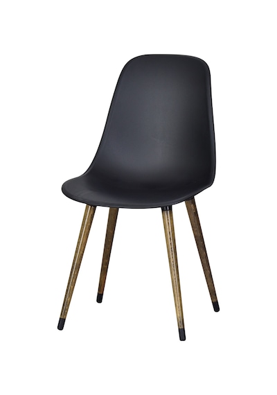 Vilinze Eames Kestane Ahşap Ayak Plastik Siyah Sandalye Eames-beyaz Siyah - Kestane