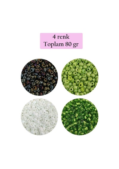 Dökme Cam Kum Boncuk 8/0 3 Mm - 4 Renk - Toplam 80 Gram - Bnc418 Diğer