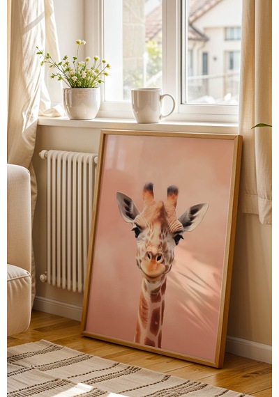 Sevimli Zürafa Portresi Çerçeveli Tablo - Bebek Ve Çocuk Odası Modern Hayvan Figürlü Duvar Dekoru Kayın Sevimli Zürafa Portresi Çerçeveli Tablo - Bebek Ve Çocuk Odası Modern Hayvan Figürlü Duvar Dekoru Kayın