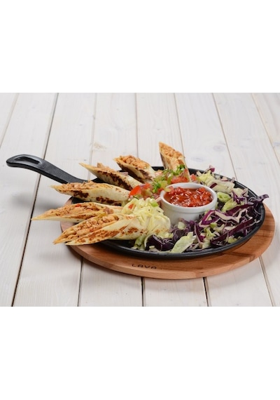 Lava Döküm Ahşap Altlıklı Krep. Pizza. Pankek Tavası  26 CM.