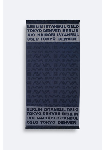 Erkek Lacivert Desenli %100 Pamuk Plaj Havlusu A51y8200