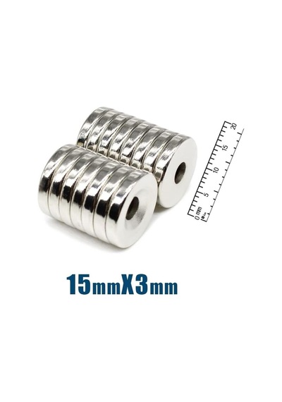 Hobialem 5 Adet - Havşa Delikli, Neodyum Mıknatıs, 15x3 Mm, Çok Güçlü Magnet