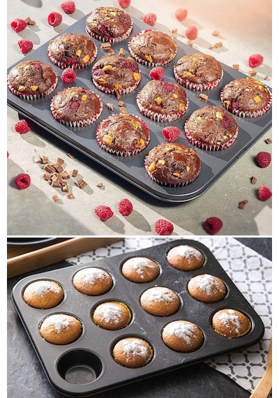 Muffin Kalıbı 12'li Kek Pasta Kurabiye Cupcake Lüx Muffin Kalıbı Metalik Siyah