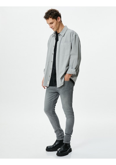Koton Super Skinny Fit Kot Pantolon - Justin Jean Gri 4wam40376nd Gri