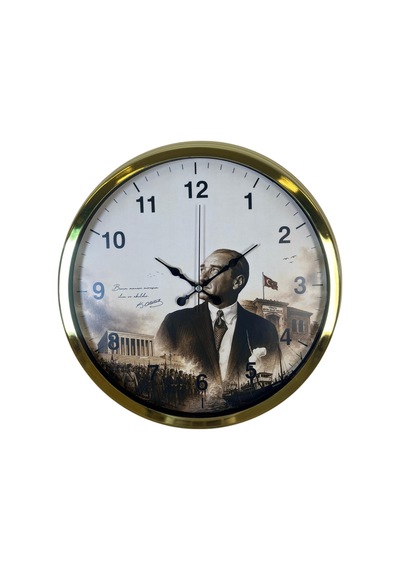 Gold Cumhuriyet Işığı 40 X 40 Cm Metal Duvar Saati