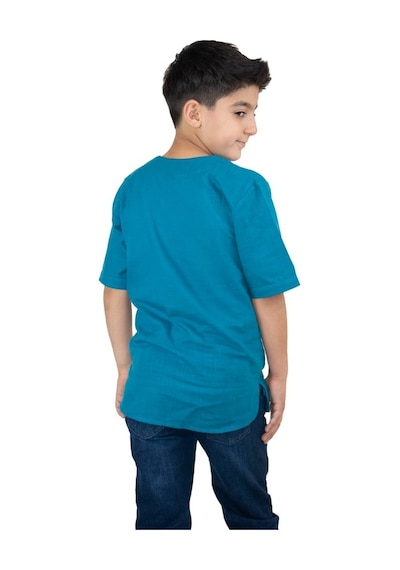 Eliş Şile Bezi Kısa Kol Şile Bezi Zımbalı Erkek Çocuk Tshirt Petrol 3053