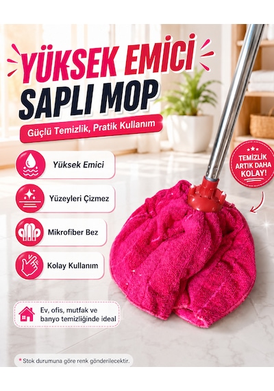 Temizlik Mop Seti - Yuvarlak Mop Ve Su Kovası Sıkma Hazneli 12 Lt Ve Saplı Havlu Mop Seti-gri Kova