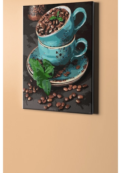 Webstyle Sayılarla Boyama Seti Kasnaklı Mavi Fincanlar 50x65 Cm