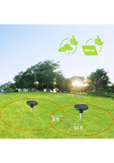 Qianfan 2 Adet Solar Köstebek Kovucu, Ultrasonik Köstebek
