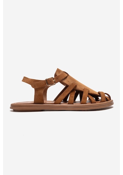 Luvishoes Alone Taba Süet Hakiki Deri Kadın Sandalet