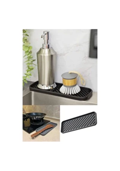 Buççin Online Mağaza Silikon Kaydırmaz Katlanır Yağdanlık Standı Altlık, Organizer Sunumluk Sabunluk Altlığı 23x10 Cm Bey Çok Renkli