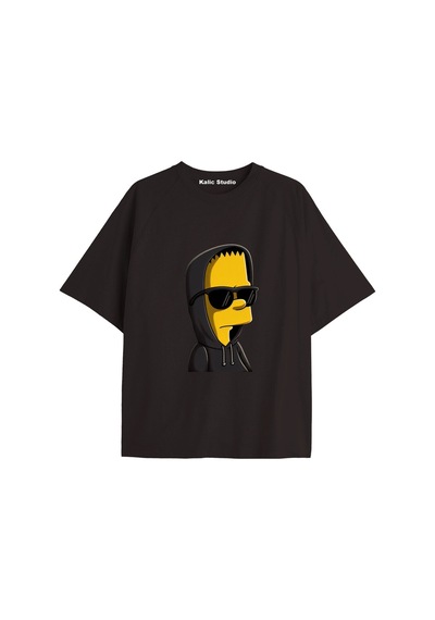 Kalic Studio Y2k Vintage Simpson Baskılı Siyah T-shirt Kod 285 Siyah-285