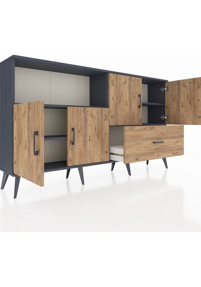 Arges Konsol 4 Raflı Tek Çekmeceli 4 Kapaklı 176x30x99 Antrasit-ç Antrasit-çam Arges Konsol 4 Raflı Tek Çekmeceli 4 Kapaklı 176x30x99 Antrasit-ç Antrasit-çam