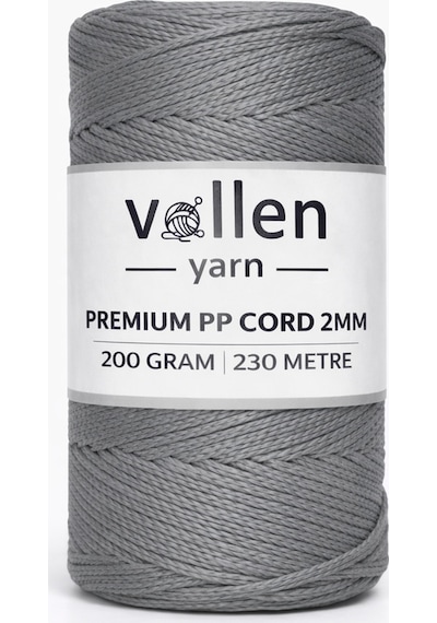 200gr/230m Premium Polyester Makrome Ipi 2mm ,makrome Ip,makrame,supla,çanta Ipi,koyu Gri